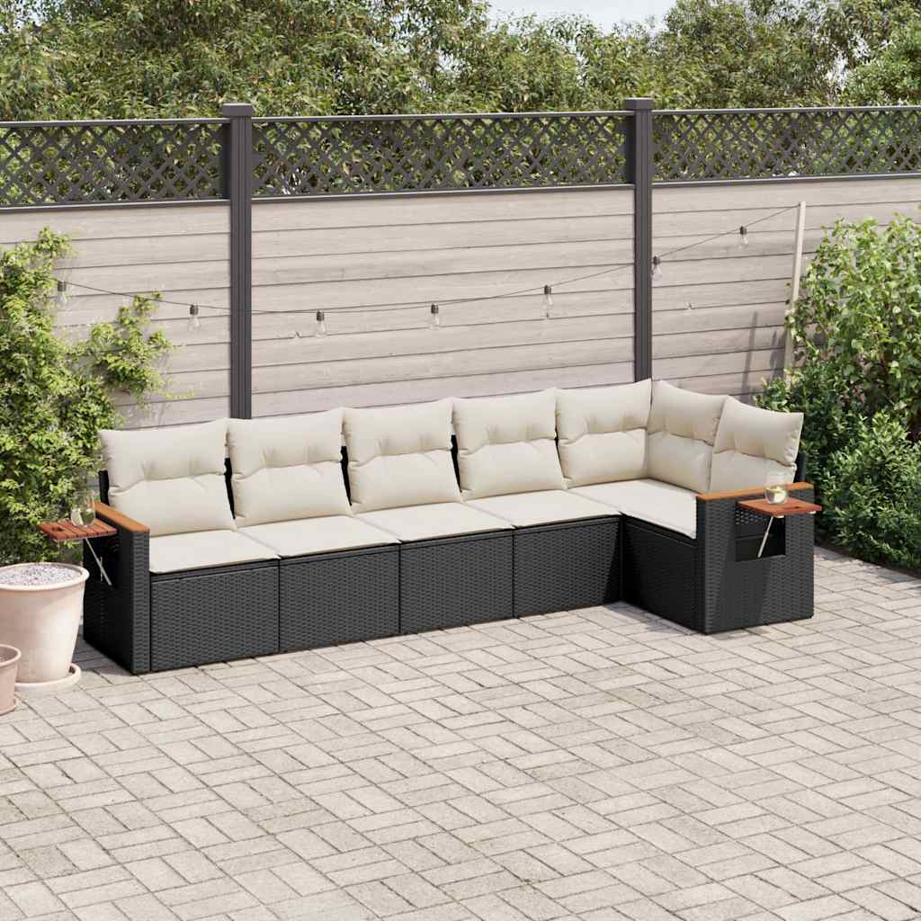 Set Canapele De Grădină Cu Perne, 6 Piese, Bej, Poliratan