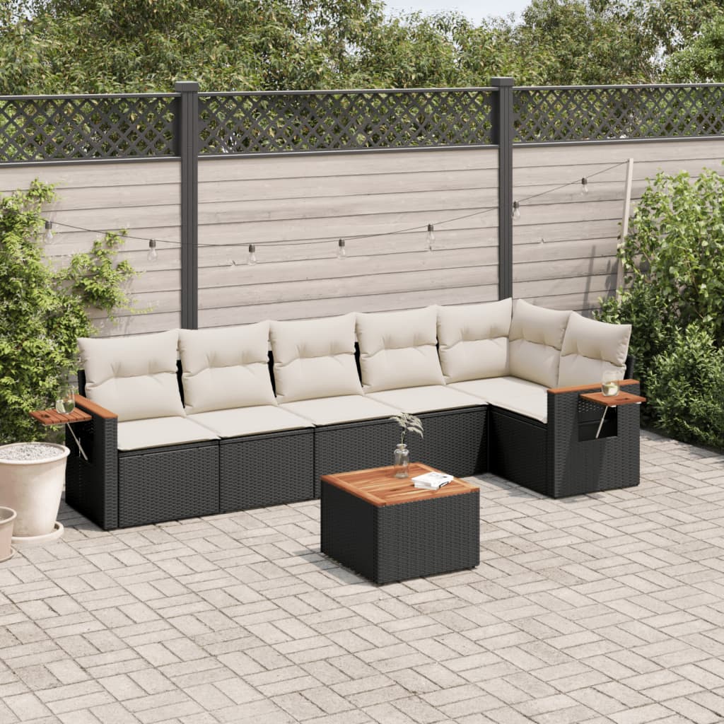 Set Canapele De Grădină Cu Perne, 6 Piese, Bej, Poliratan