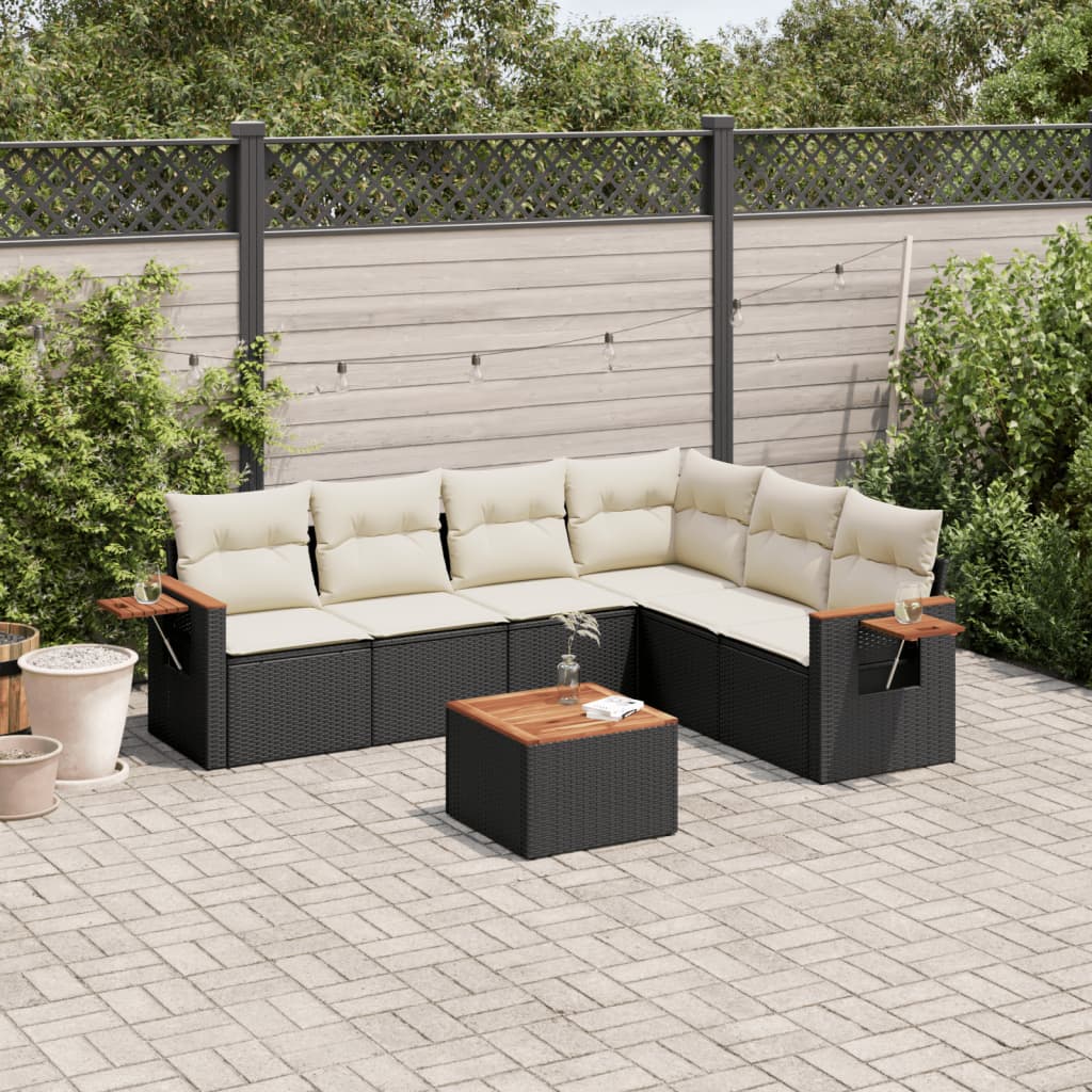 Set Canapele De Grădină Cu Perne, 6 Piese, Bej, Poliratan
