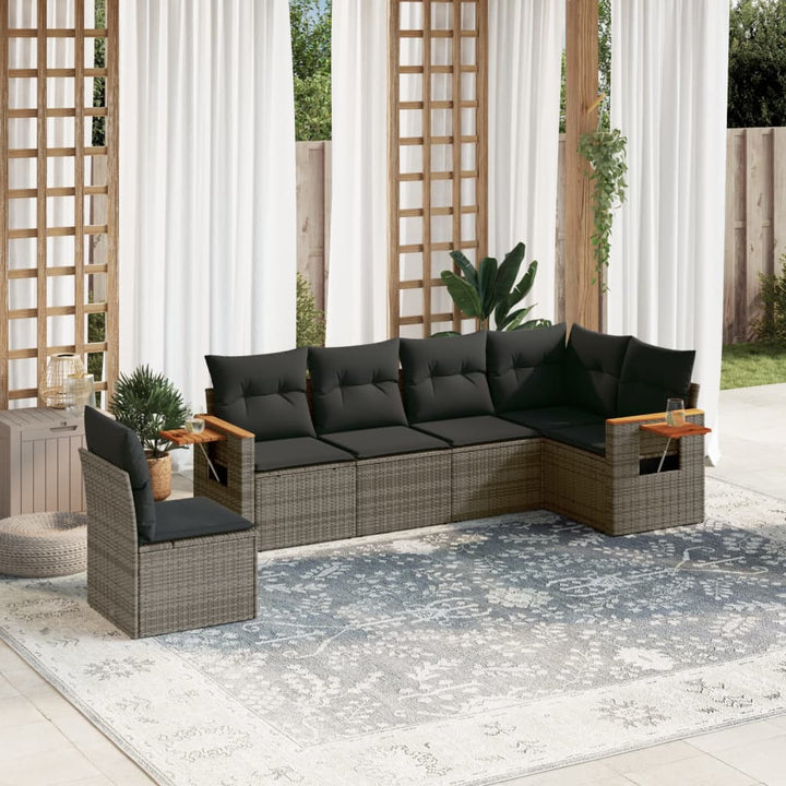 Set Canapele De Grădină Cu Perne, 7 Piese, , Poliratan