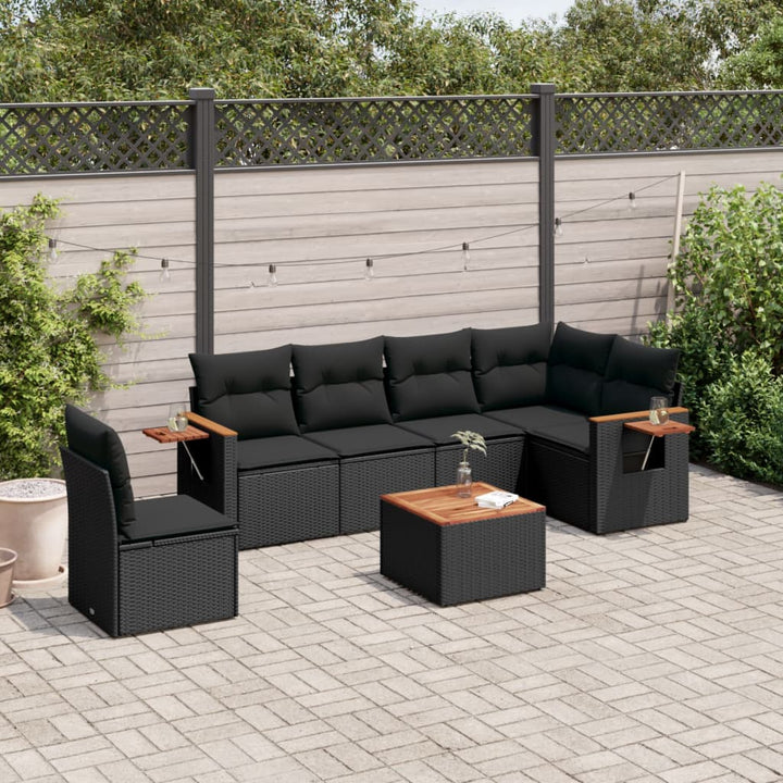 Set Canapele De Grădină Cu Perne, 7 Piese, , Poliratan