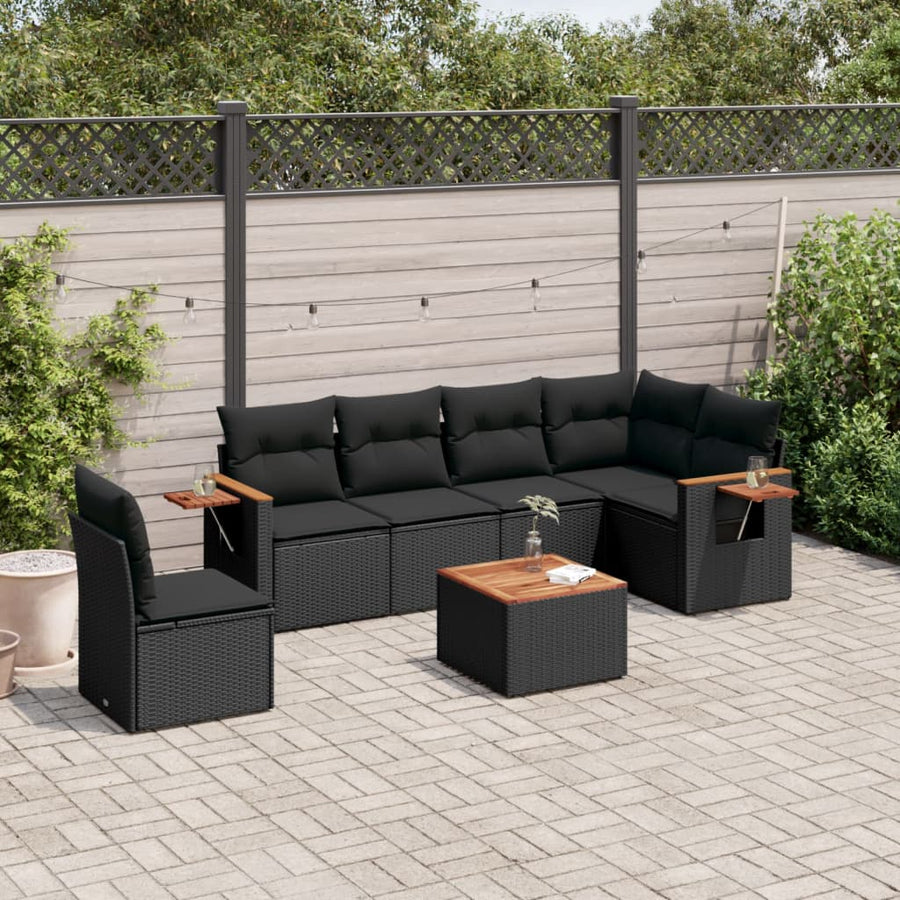Set Canapele De Grădină Cu Perne, 7 Piese, , Poliratan