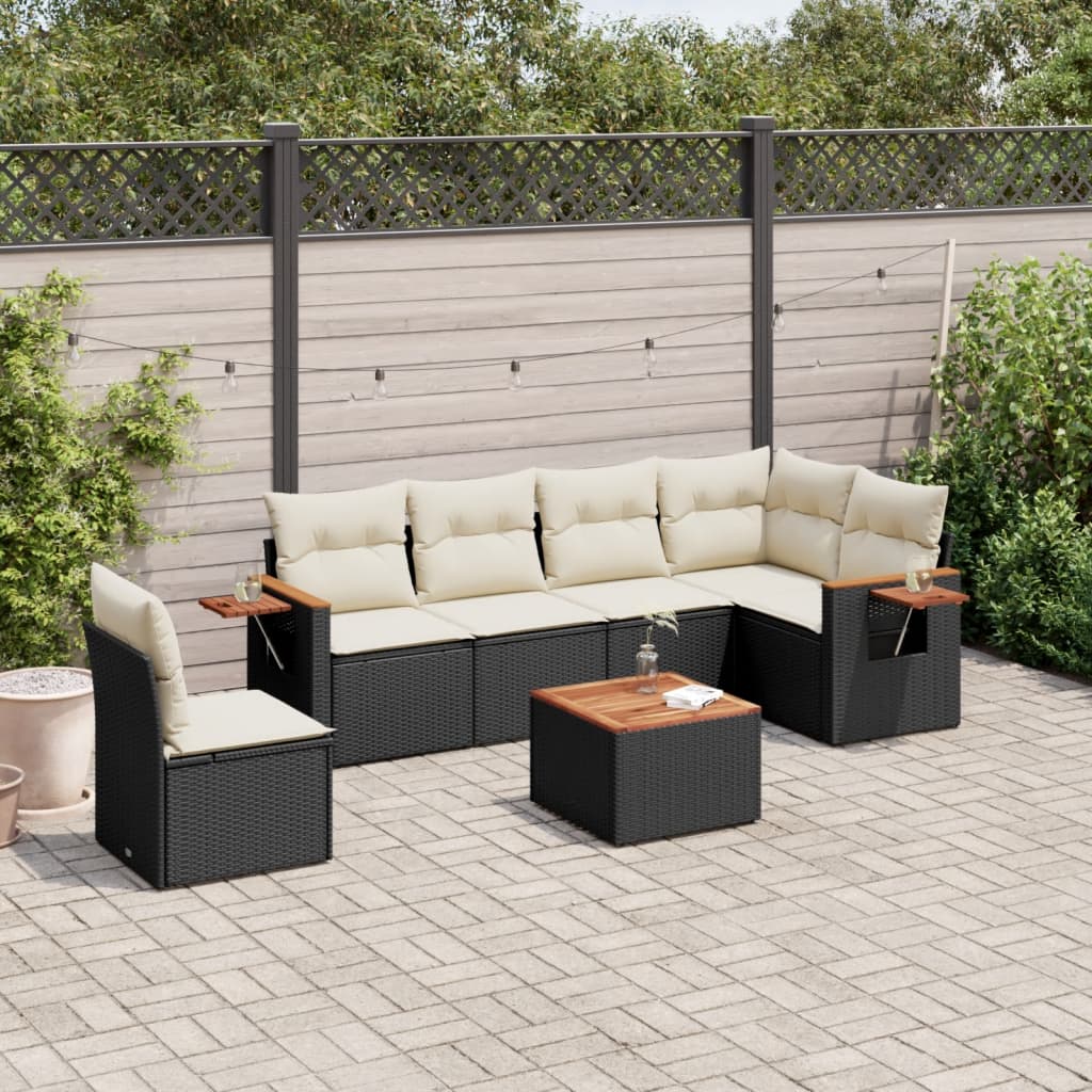 Set Canapele De Grădină Cu Perne, 7 Piese, , Poliratan
