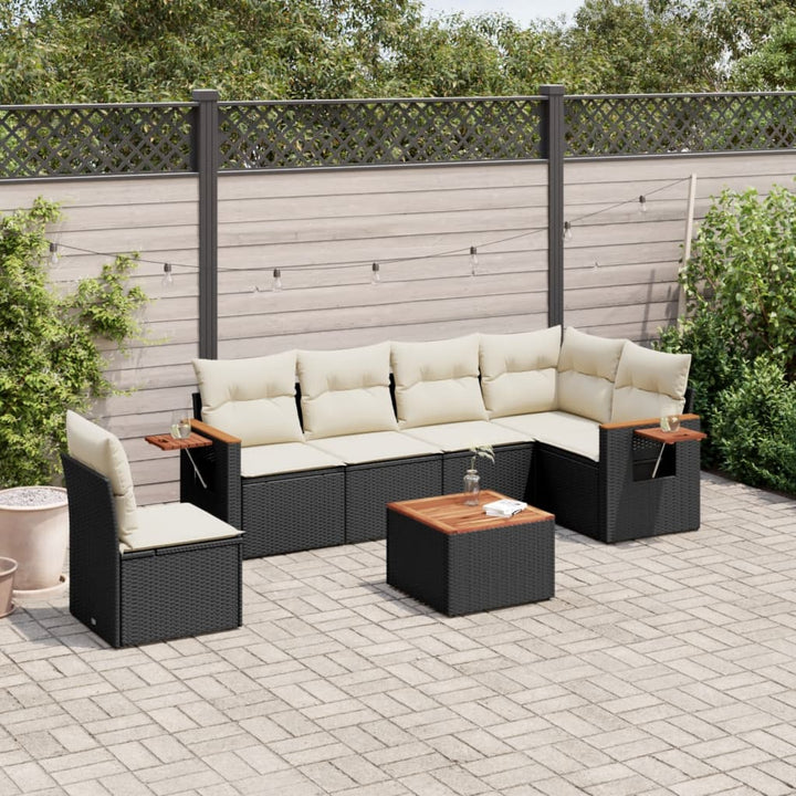 Set Canapele De Grădină Cu Perne, 7 Piese, , Poliratan