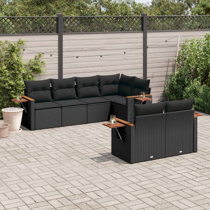 Set Canapele De Grădină, 7 Piese, Cu Perne, , Poliratan