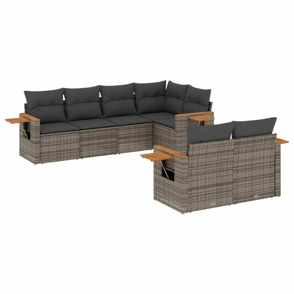 Set Canapele De Grădină, 7 Piese, Cu Perne, , Poliratan