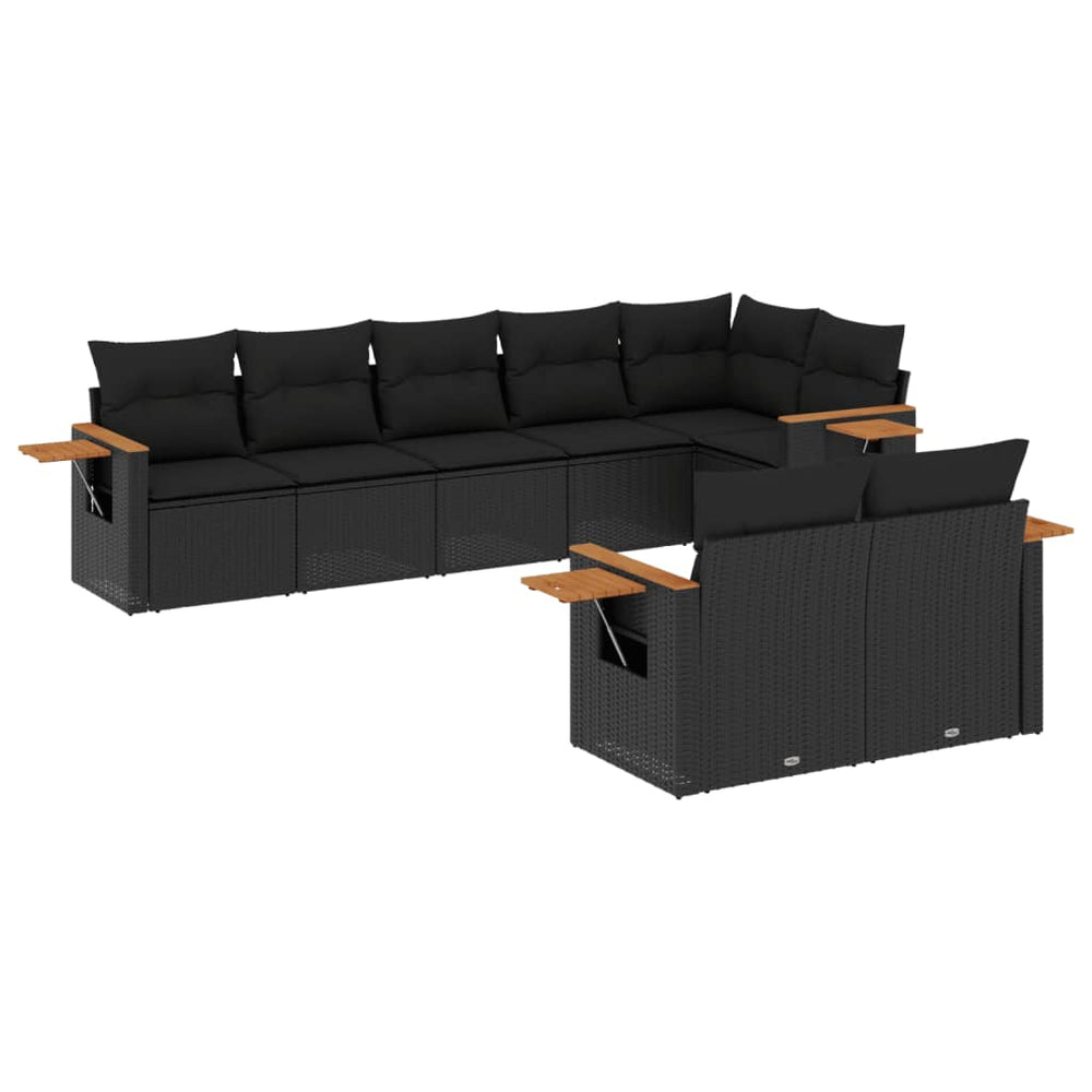 Set Mobilier De Grădină Cu Perne, 8 Piese, , Poliratan