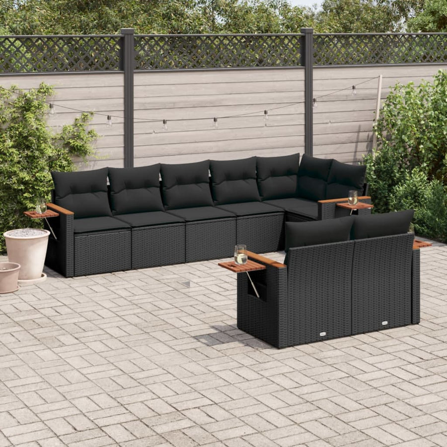 Set Mobilier De Grădină Cu Perne, 8 Piese, , Poliratan