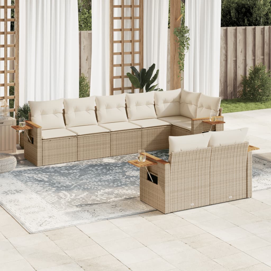 Set Mobilier De Grădină Cu Perne, 8 Piese, , Poliratan