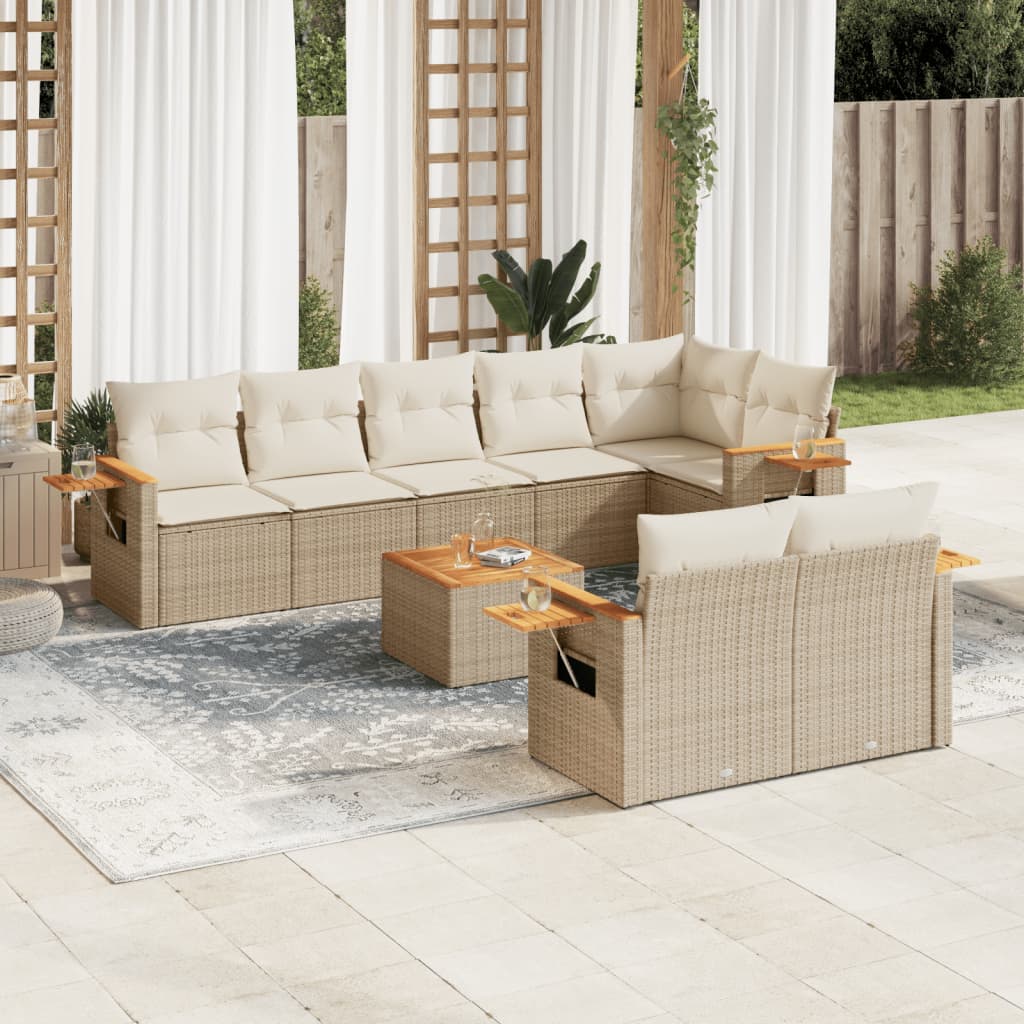 Set Mobilier De Grădină Cu Perne, 8 Piese, , Poliratan