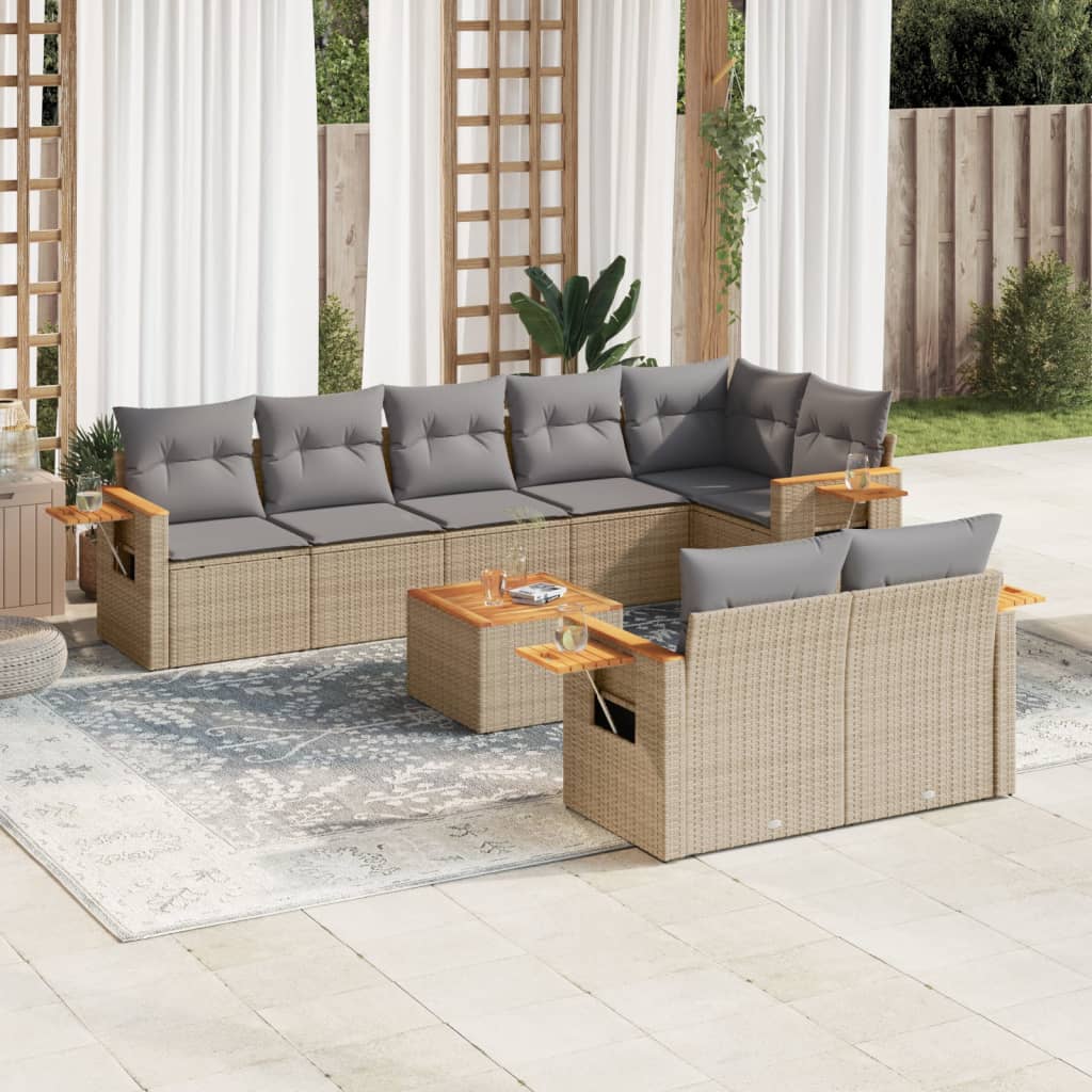 Set Mobilier De Grădină Cu Perne, 8 Piese, , Poliratan