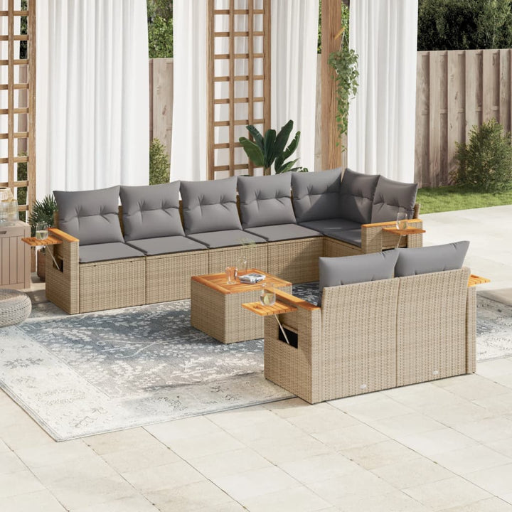 Set Mobilier De Grădină Cu Perne, 8 Piese, , Poliratan