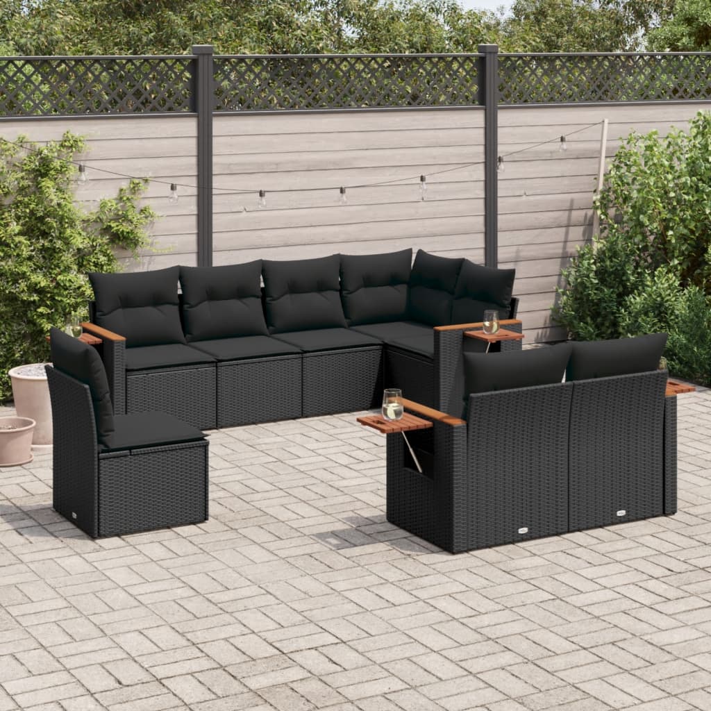 Set Canapele De Grădină Cu Perne, 8 Piese, , Poliratan