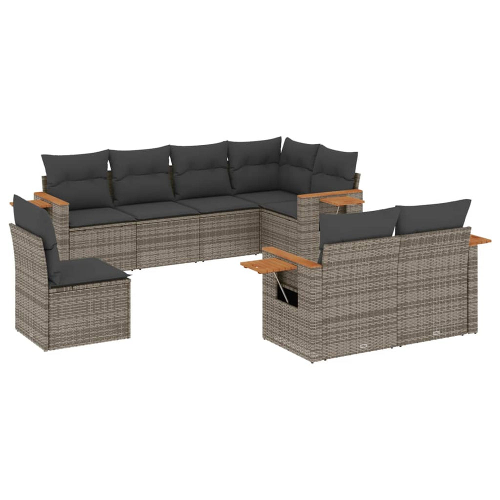 Set Canapele De Grădină Cu Perne, 8 Piese, , Poliratan