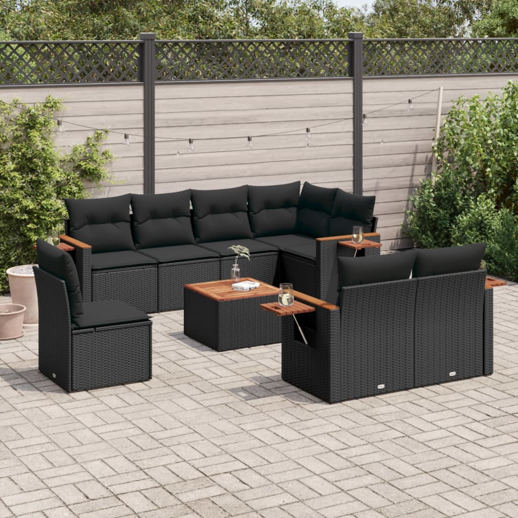 Set Canapele De Grădină Cu Perne, 8 Piese, , Poliratan