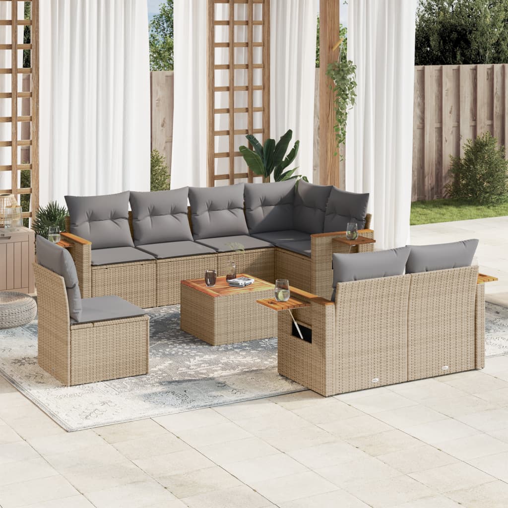 Set Canapele De Grădină Cu Perne, 8 Piese, , Poliratan