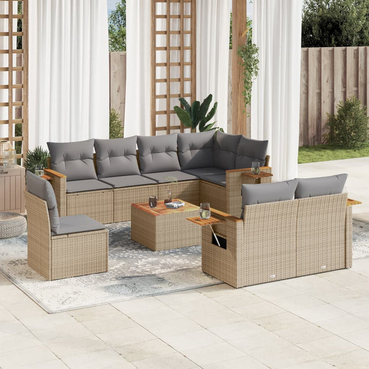 Set Canapele De Grădină Cu Perne, 8 Piese, , Poliratan