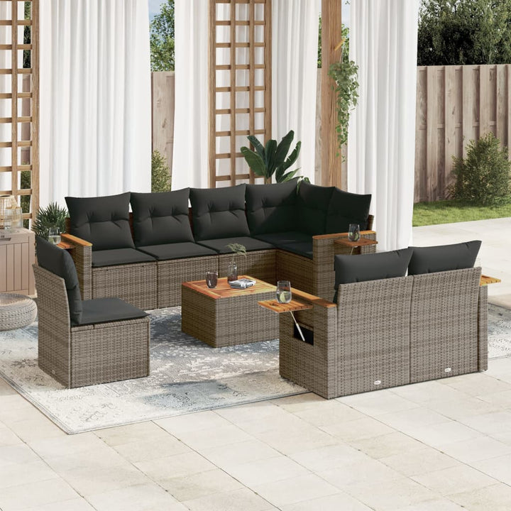 Set Canapele De Grădină Cu Perne, 8 Piese, , Poliratan