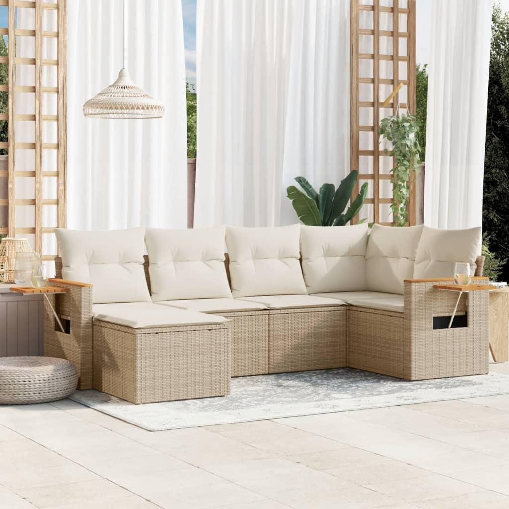 Set Canapele De Grădină, 7 Piese, Cu Perne, , Poliratan