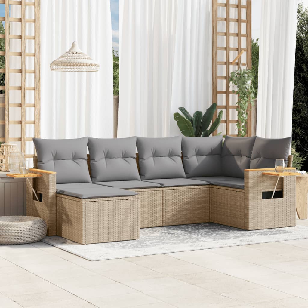Set Canapele De Grădină, 7 Piese, Cu Perne, , Poliratan