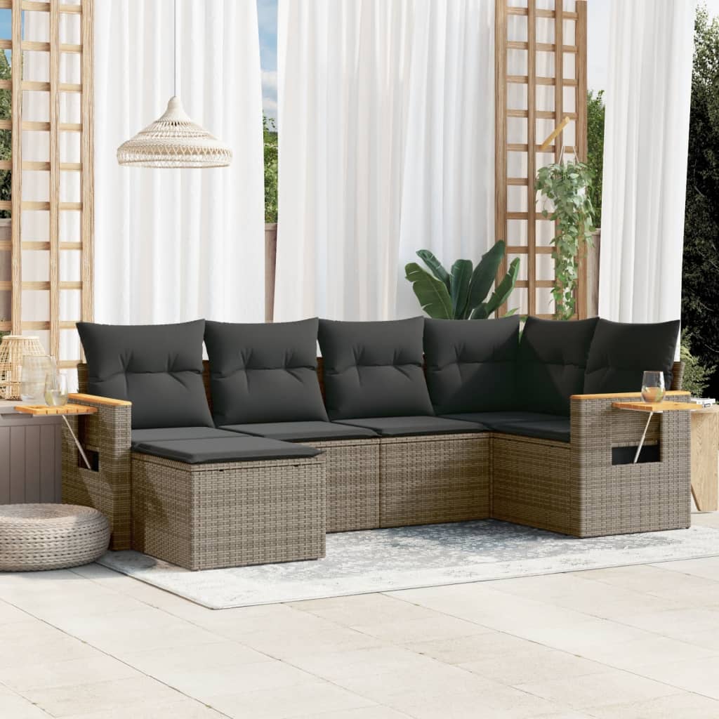 Set Canapele De Grădină, 7 Piese, Cu Perne, , Poliratan