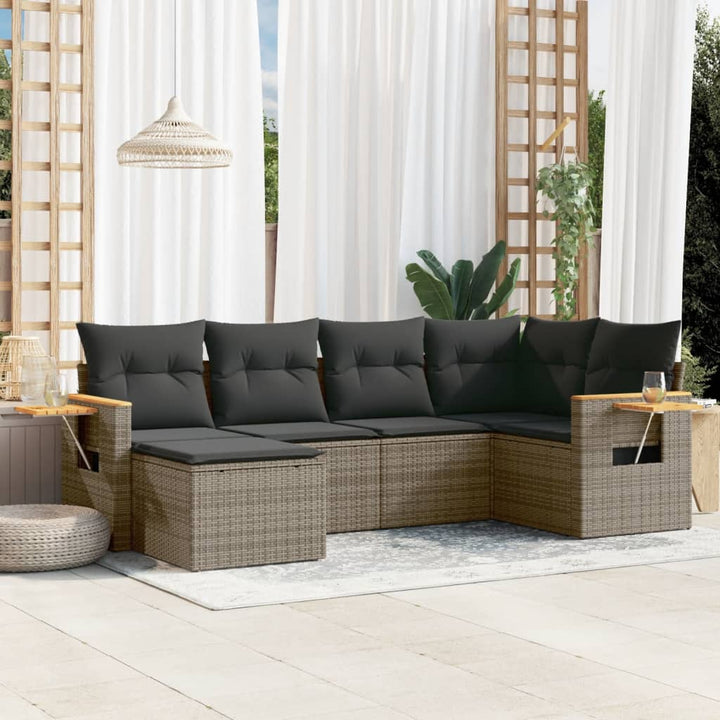 Set Canapele De Grădină, 7 Piese, Cu Perne, , Poliratan