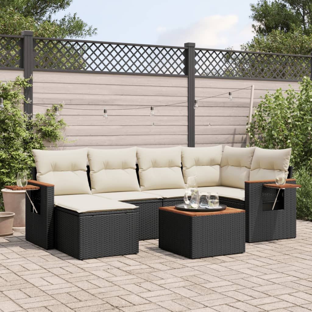 Set Canapele De Grădină, 7 Piese, Cu Perne, , Poliratan