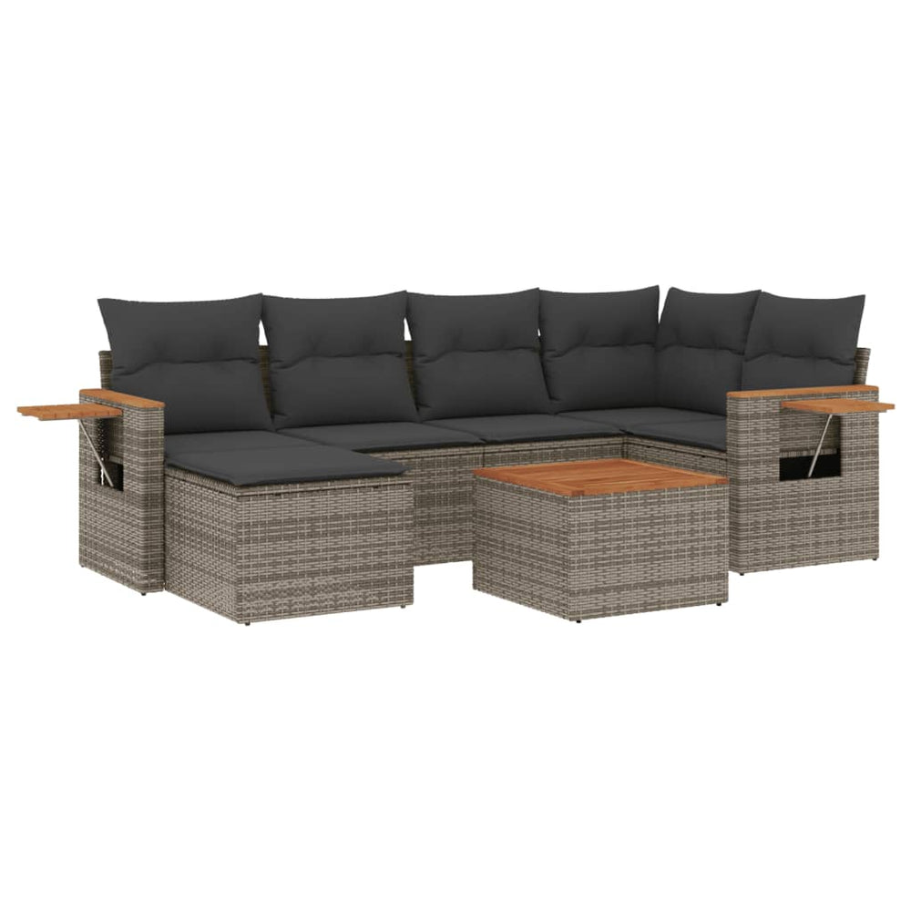 Set Canapele De Grădină, 7 Piese, Cu Perne, , Poliratan