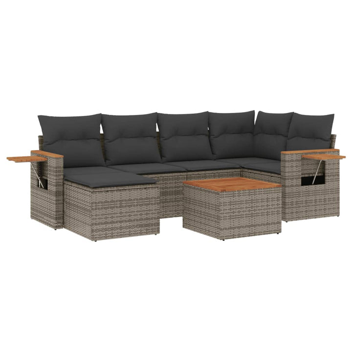 Set Canapele De Grădină, 7 Piese, Cu Perne, , Poliratan