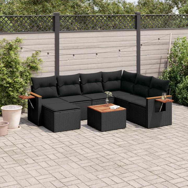 Set Canapele De Grădină, 7 Piese, Cu Perne, Bej, Poliratan