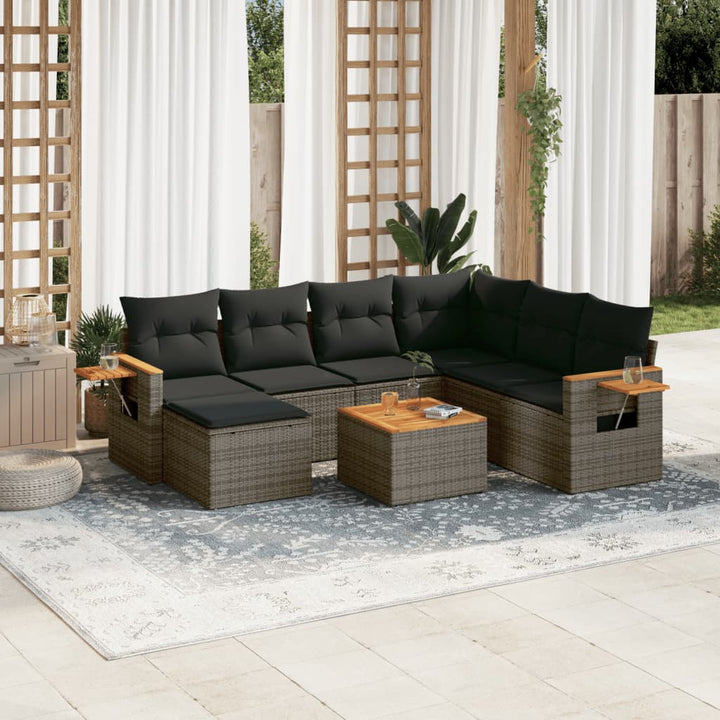 Set Canapele De Grădină, 7 Piese, Cu Perne, Bej, Poliratan