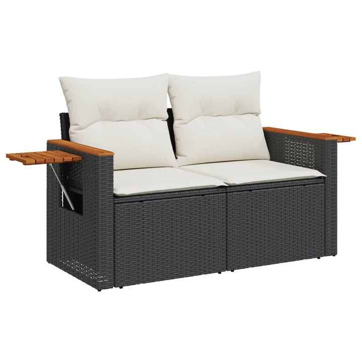 Set Mobilier De Grădină Cu Perne, 8 Piese, Negru, Poliratan