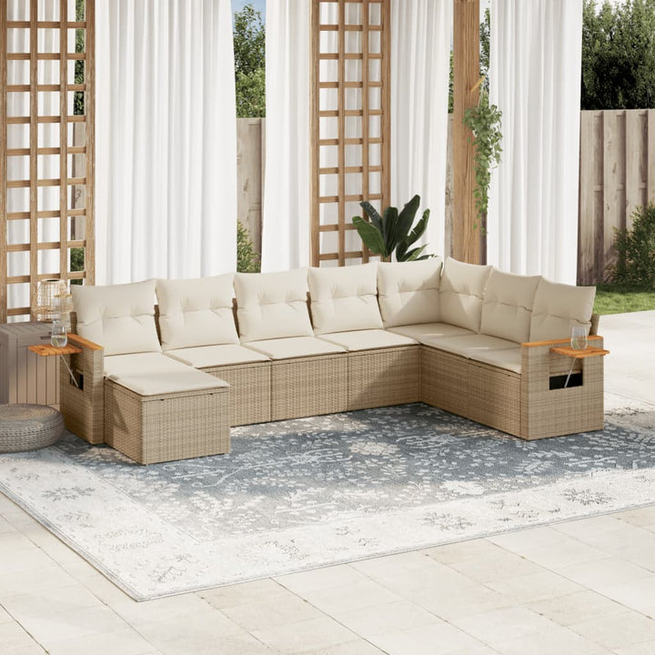 Set Mobilier De Grădină Cu Perne, 8 Piese, Negru, Poliratan