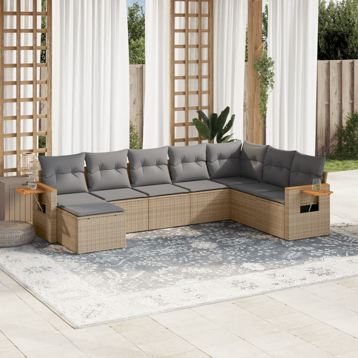 Set Mobilier De Grădină Cu Perne, 8 Piese, Negru, Poliratan