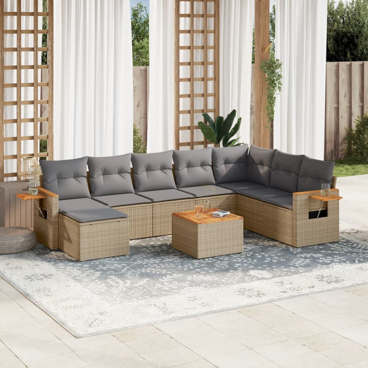 Set Mobilier De Grădină Cu Perne, 8 Piese, Negru, Poliratan