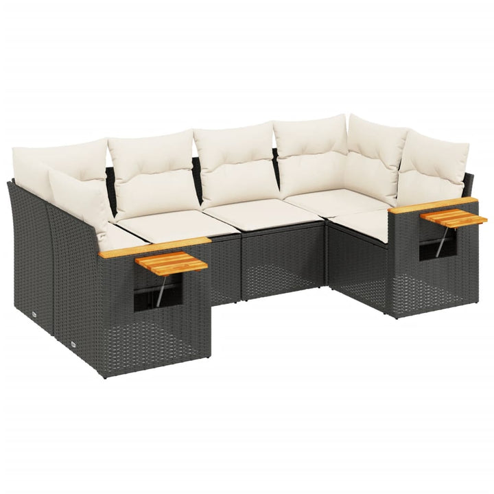 Set Mobilier De Grădină Cu Perne, 6 Piese, Negru, Poliratan