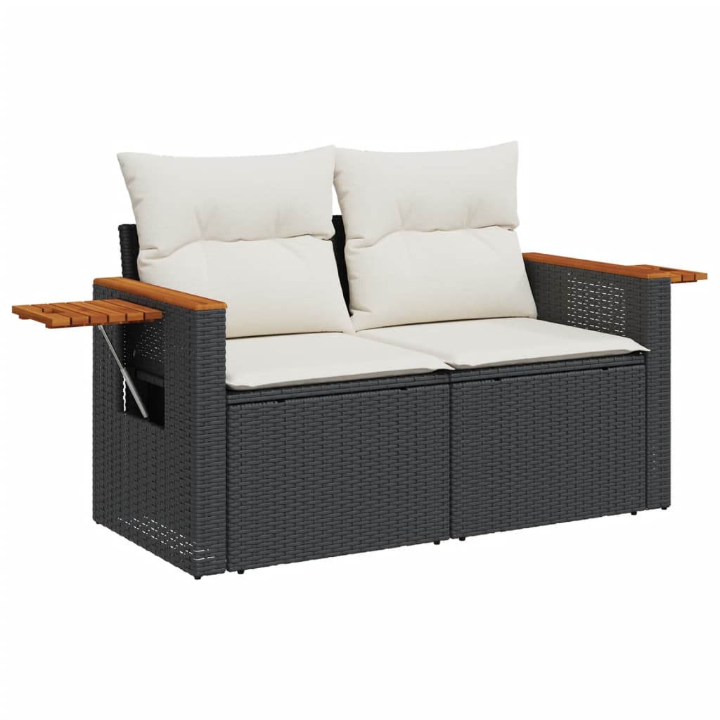 Set Mobilier De Grădină Cu Perne, 6 Piese, Negru, Poliratan