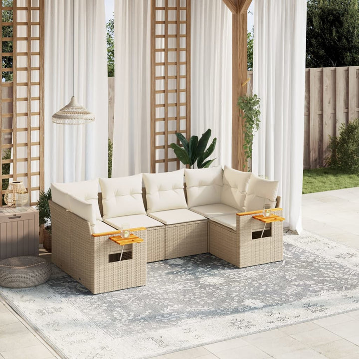 Set Mobilier De Grădină Cu Perne, 6 Piese, Negru, Poliratan