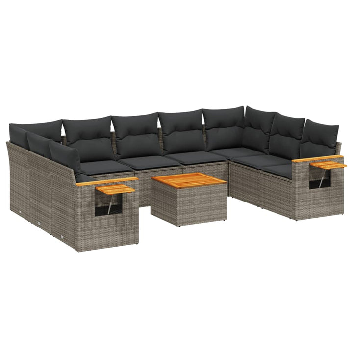 Set Canapele De Grădină, 9 Piese, Cu Perne, Bej, Poliratan