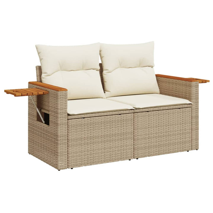 Set Canapele De Grădină, 9 Piese, Cu Perne, Bej, Poliratan