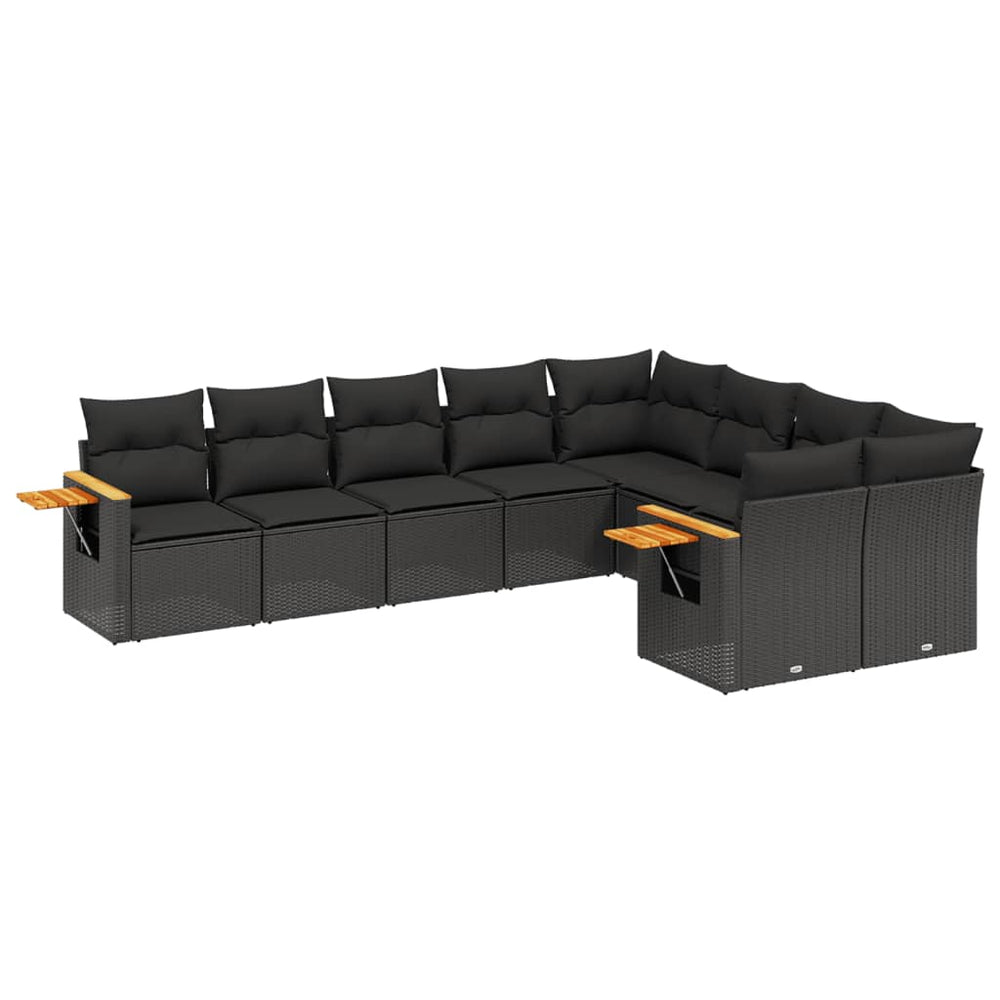 Set Mobilier De Grădină Cu Perne, 9 Piese, , Poliratan