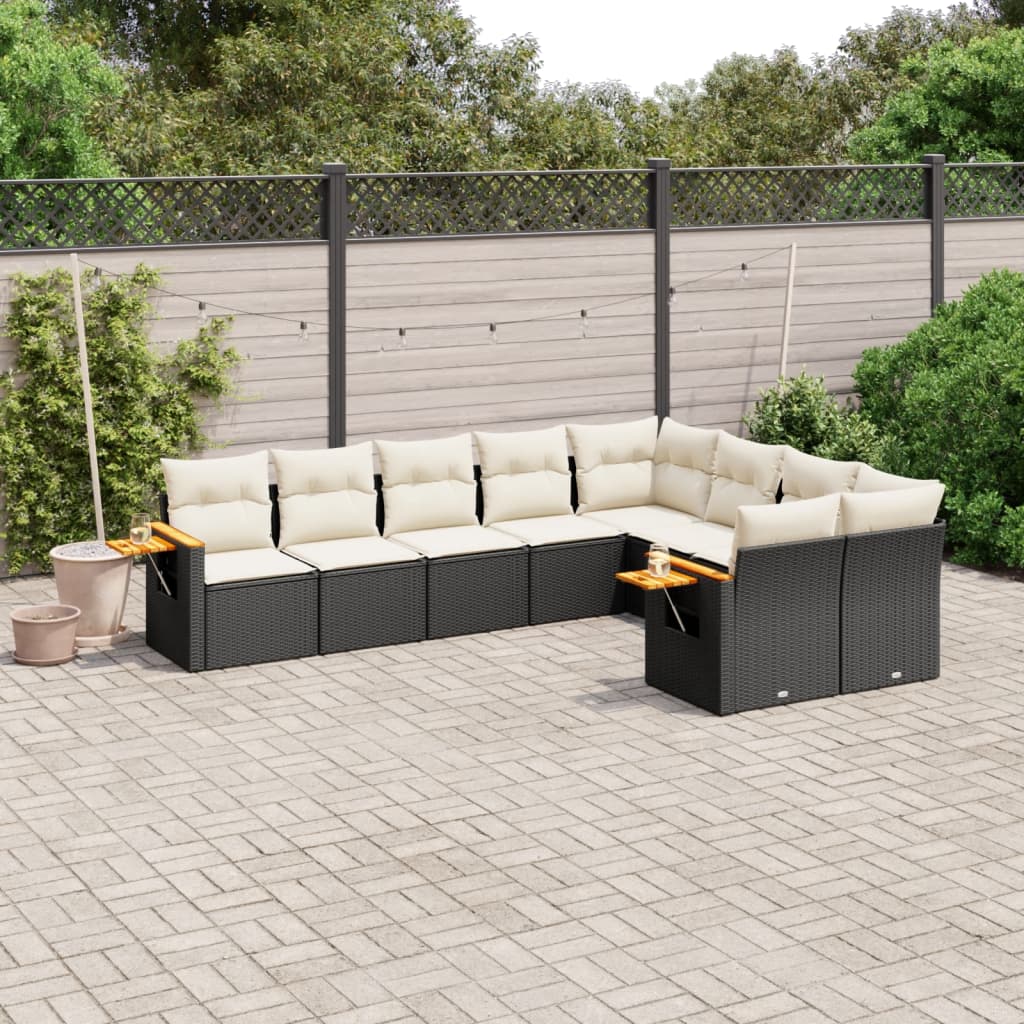 Set Mobilier De Grădină Cu Perne, 9 Piese, , Poliratan