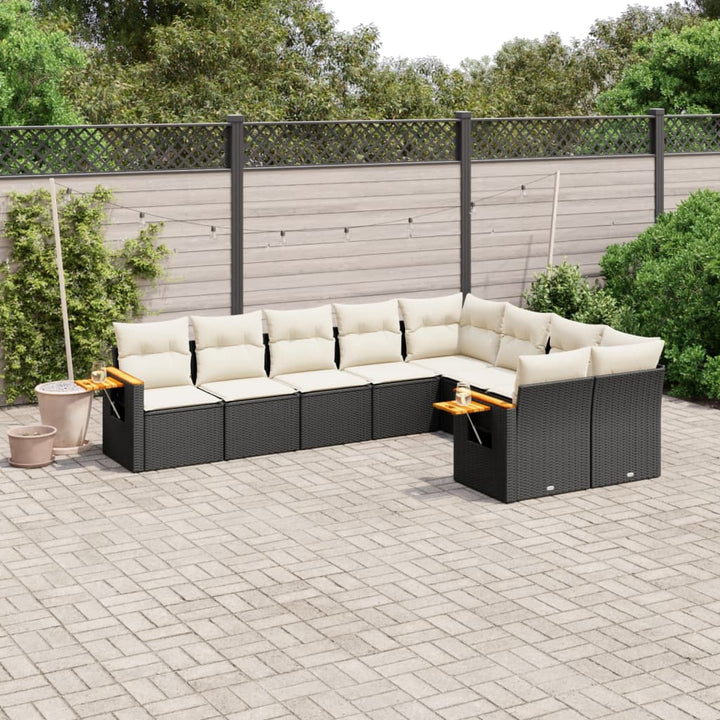 Set Mobilier De Grădină Cu Perne, 9 Piese, , Poliratan