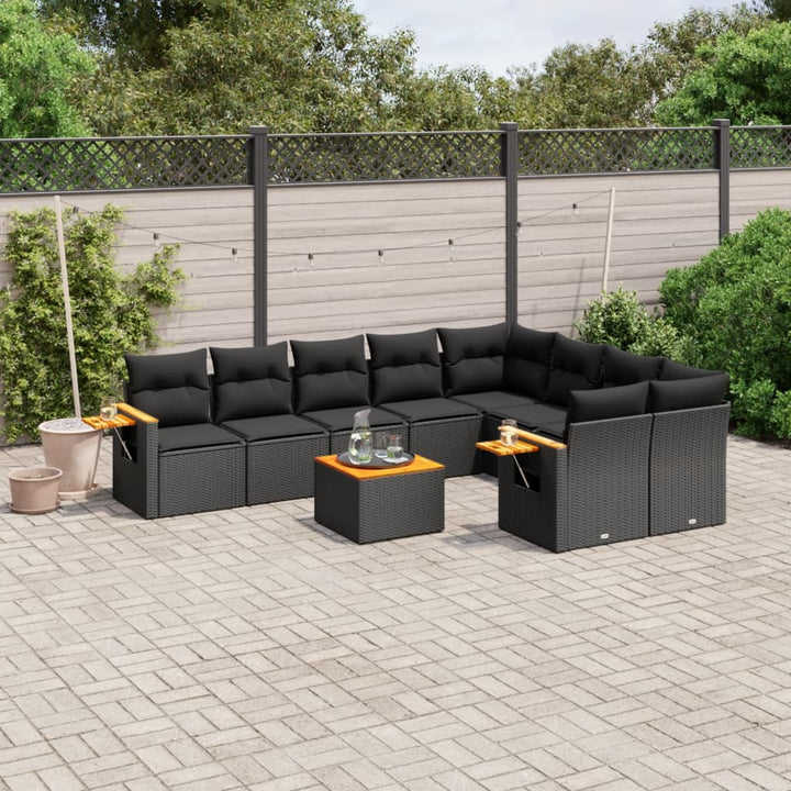 Set Mobilier De Grădină Cu Perne, 9 Piese, , Poliratan