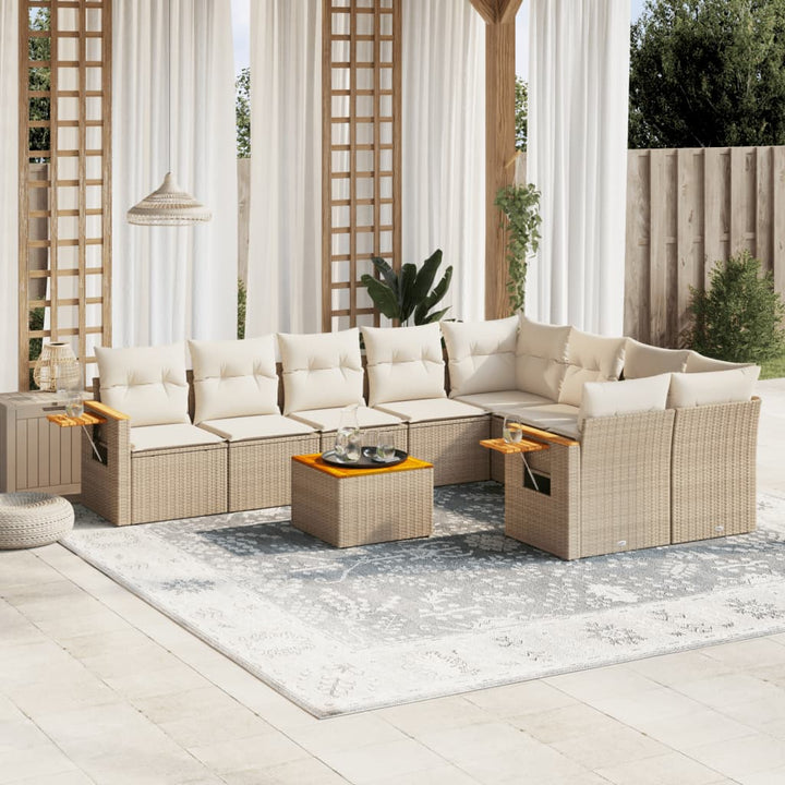 Set Mobilier De Grădină Cu Perne, 9 Piese, , Poliratan