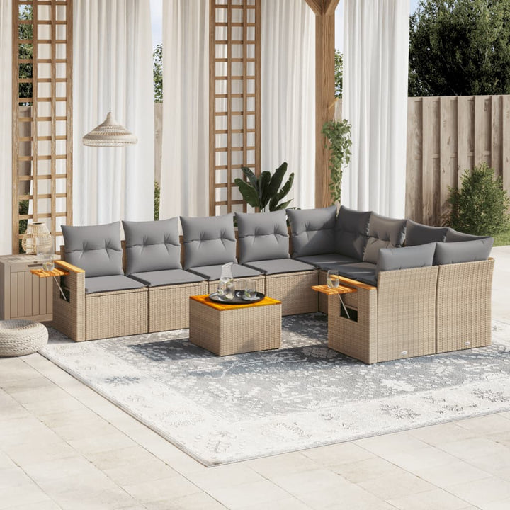 Set Mobilier De Grădină Cu Perne, 9 Piese, , Poliratan