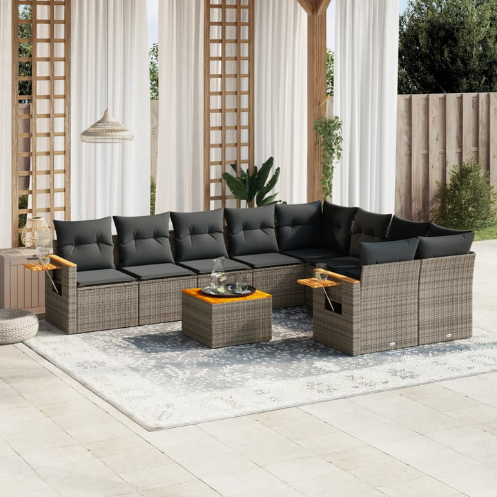 Set Mobilier De Grădină Cu Perne, 9 Piese, , Poliratan
