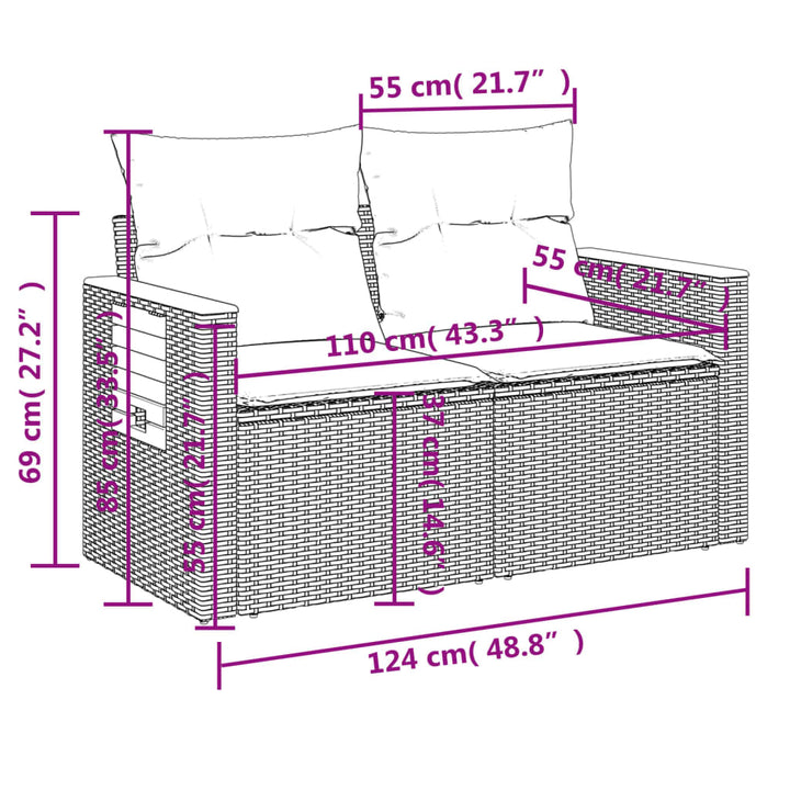 Set Canapele De Grădină Cu Perne, 10 Piese, , Poliratan
