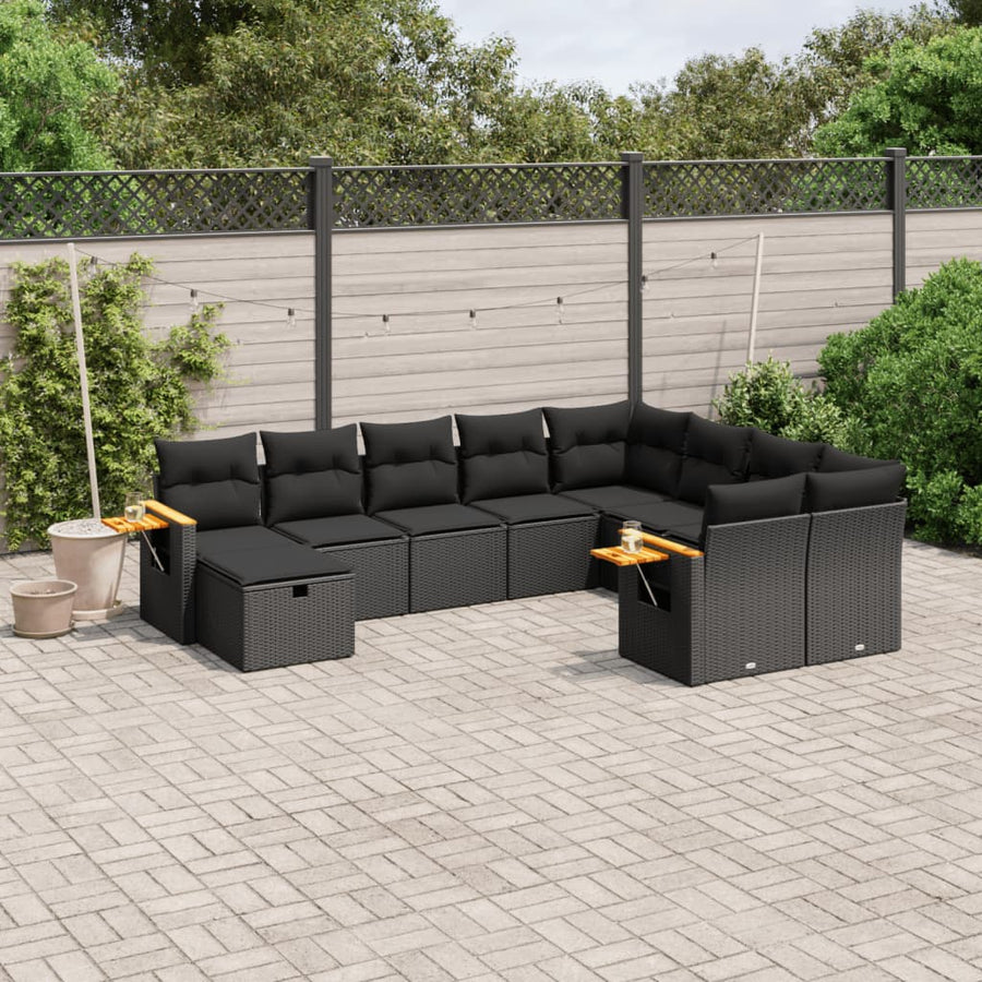 Set Canapele De Grădină Cu Perne, 10 Piese, , Poliratan