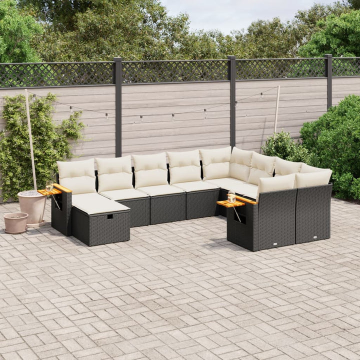 Set Canapele De Grădină Cu Perne, 10 Piese, , Poliratan
